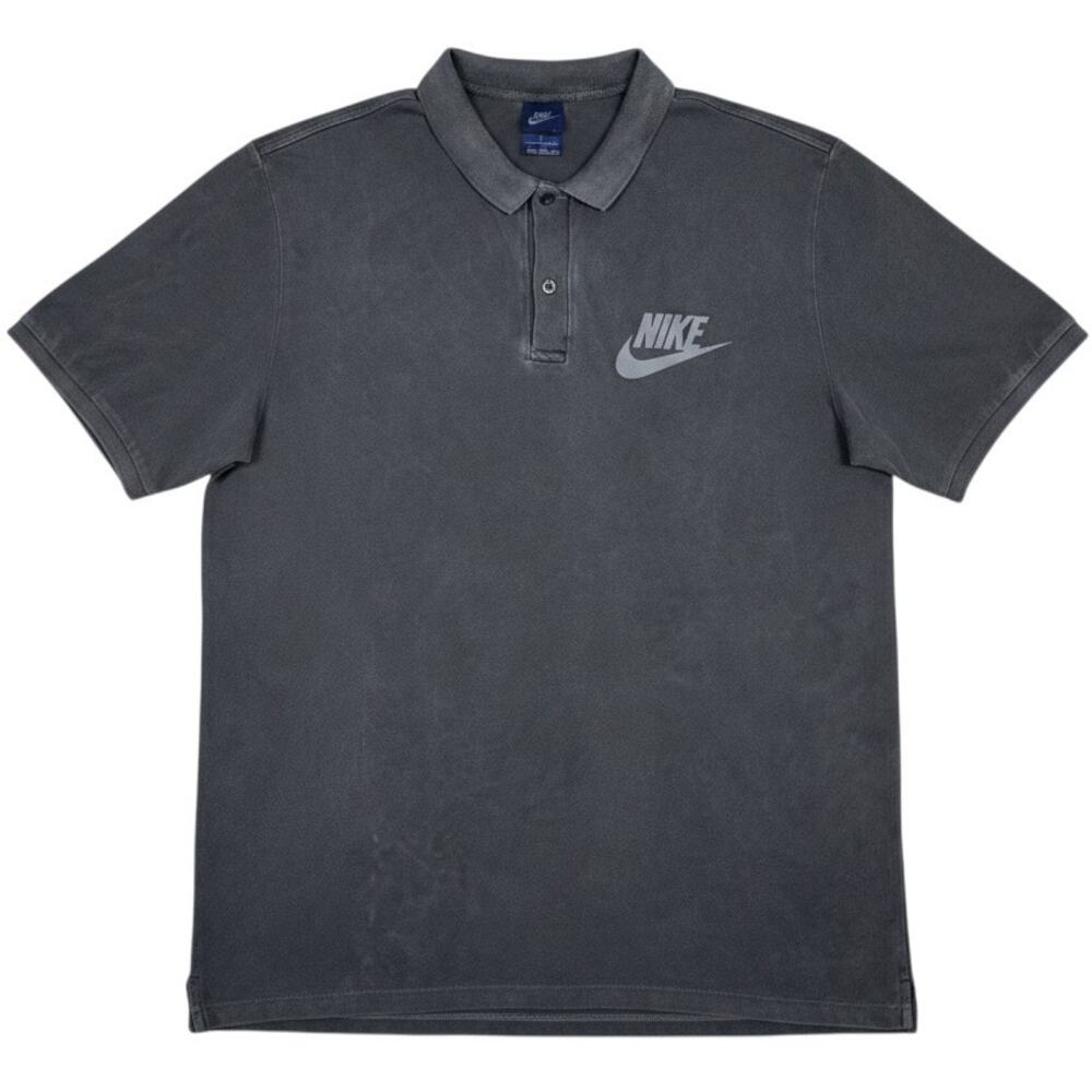 Nike Gray on Gray Swoosh Logo Men's XL Casual Polo Shirt Boxy Long Oversized